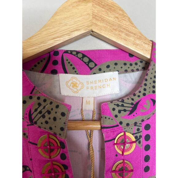 NWT Sheridan French Tessa Jungle Cat Cotton Side Pockets Maxi Dress Fuchsia Sz M - Picture 7 of 9